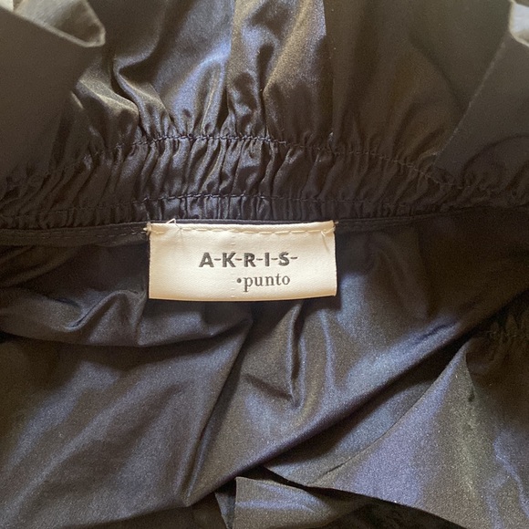 AKRIS PUNTO Blue Taffeta Ruffle Neck Blouse - Picture 6 of 11